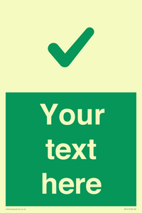 Custom green background, green tick sign